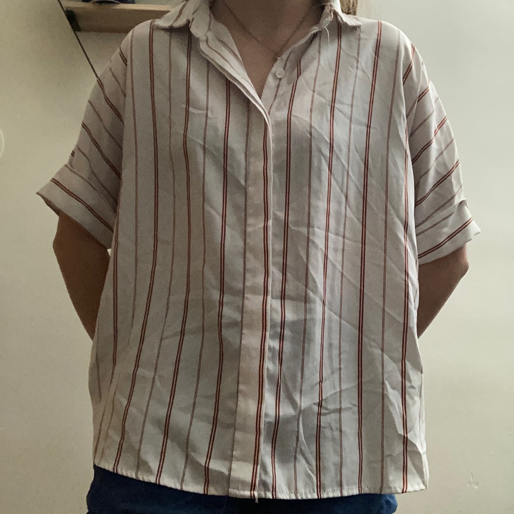 Small Forever 21 red and white striped shirt